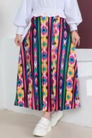 Tesettür giyim FUŞYA DESENLİ ETEK T 1554