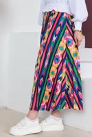 Tesettür giyim FUŞYA DESENLİ ETEK T 1554