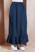 Vêtements hijab BLEU MARINE JUPE EN JEAN DÉTAILLÉE À VOLANTS T 3332