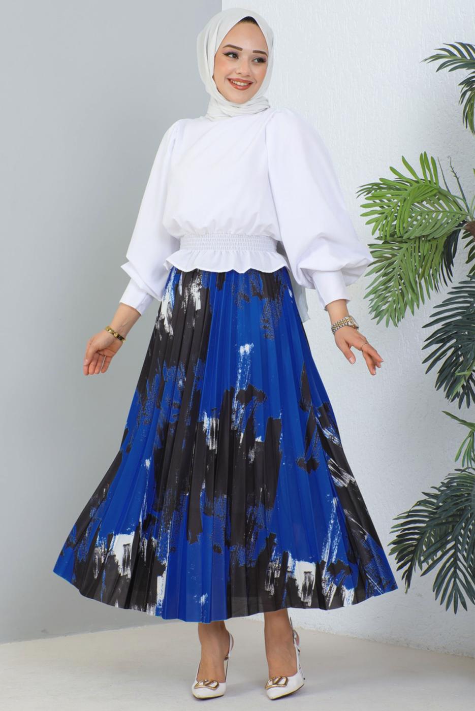 Vêtements hijab BLEU JUPE À MOTIFS T 3554