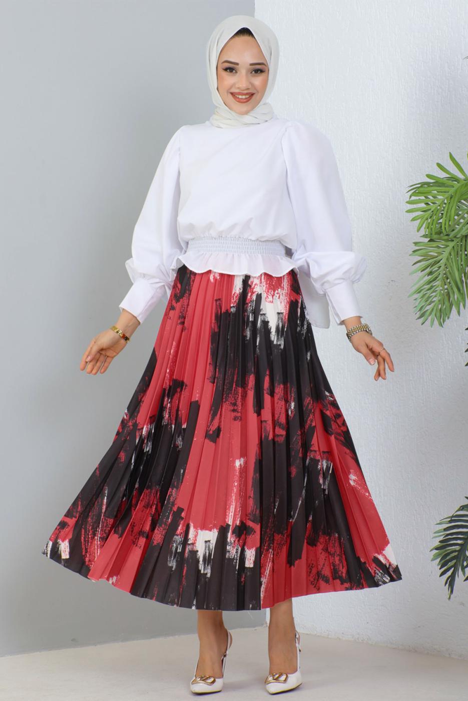 Vêtements hijab ROUGE JUPE À MOTIFS T 3554