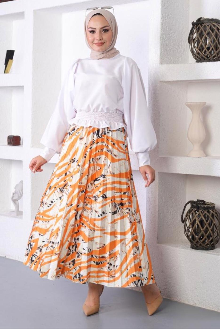 Vêtements hijab ORANGE JUPE À MOTIFS T 5245