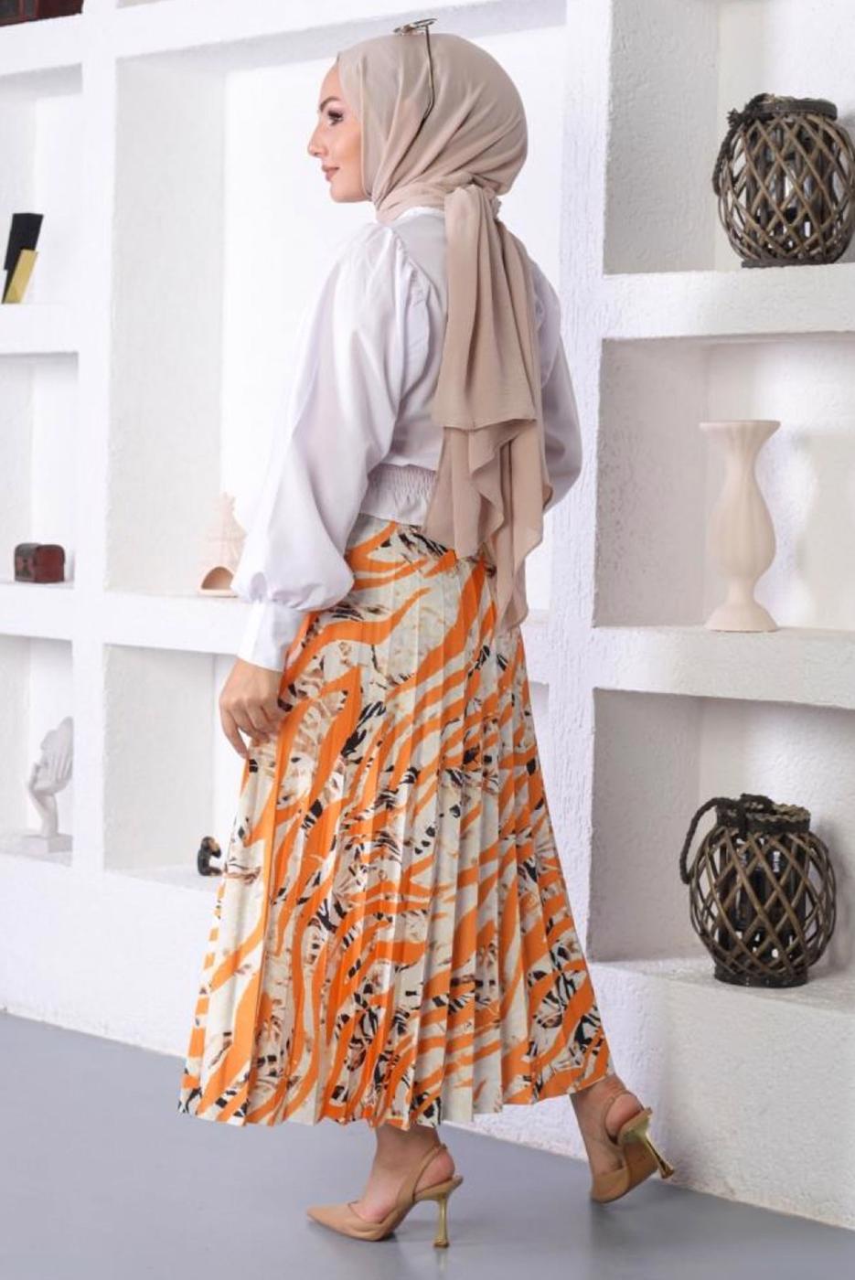 Vêtements hijab ORANGE JUPE À MOTIFS T 5245