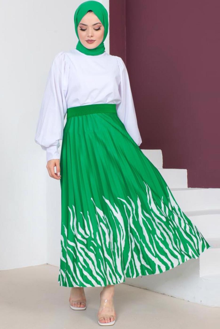 Vêtements hijab VERT JUPE À MOTIFS T 6554
