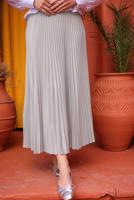 Tesettür giyim GRİ PİLİSELİ ETEK T 9831