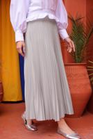 Tesettür giyim GRİ PİLİSELİ ETEK T 9831