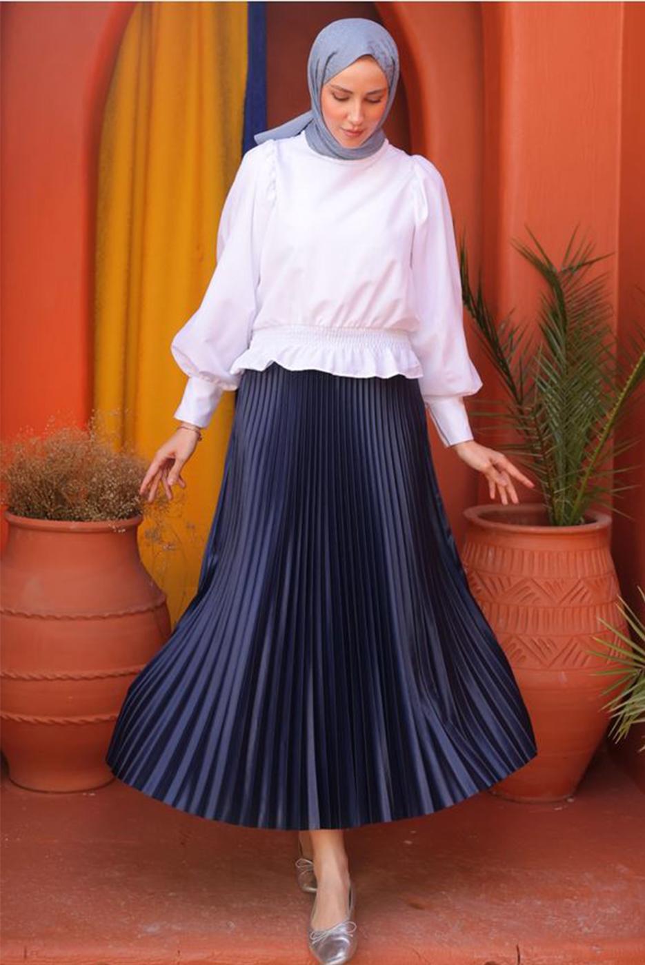 Vêtements hijab BLEU MARINE JUPE PLISSÉE T 9831