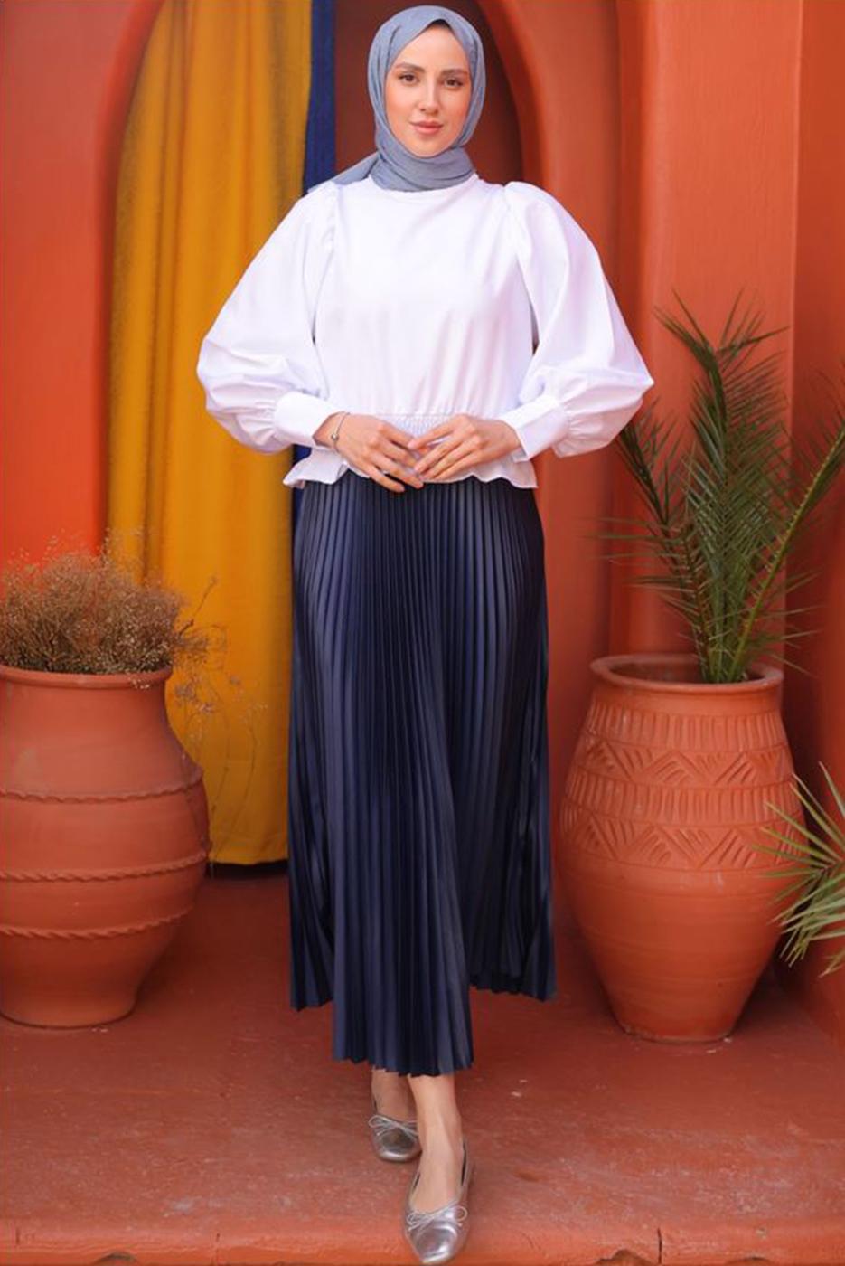 Vêtements hijab BLEU MARINE JUPE PLISSÉE T 9831