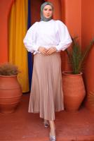 Tesettür giyim VİZON PİLİSELİ ETEK T 9831