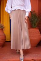 Tesettür giyim VİZON PİLİSELİ ETEK T 9831