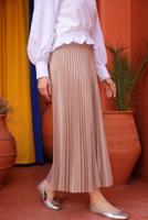 Tesettür giyim VİZON PİLİSELİ ETEK T 9831