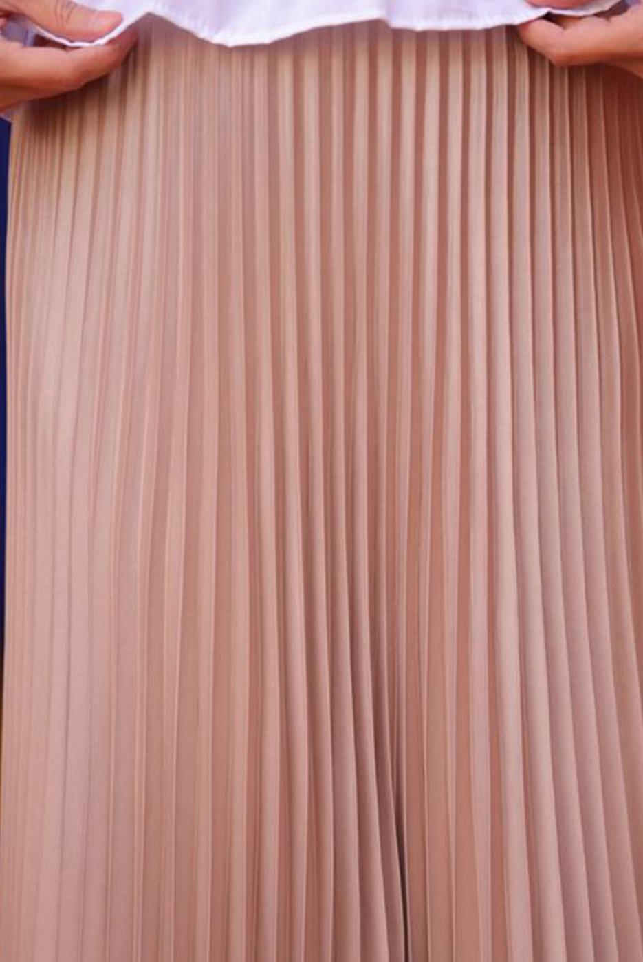 Tesettür giyim VİZON PİLİSELİ ETEK T 9831