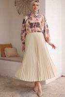 Tesettür giyim BEJ PİLİSELİ ETEK T 9831