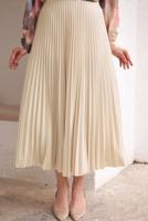 Tesettür giyim BEJ PİLİSELİ ETEK T 9831