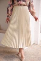 Tesettür giyim BEJ PİLİSELİ ETEK T 9831