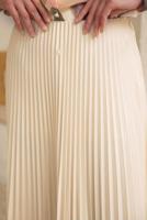 Tesettür giyim BEJ PİLİSELİ ETEK T 9831