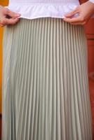 Tesettür giyim YEŞİL PİLİSELİ ETEK T 9831