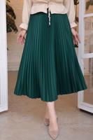 Tesettür giyim YEŞİL PİLİSELİ ETEK T 9831