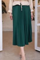 Tesettür giyim YEŞİL PİLİSELİ ETEK T 9831