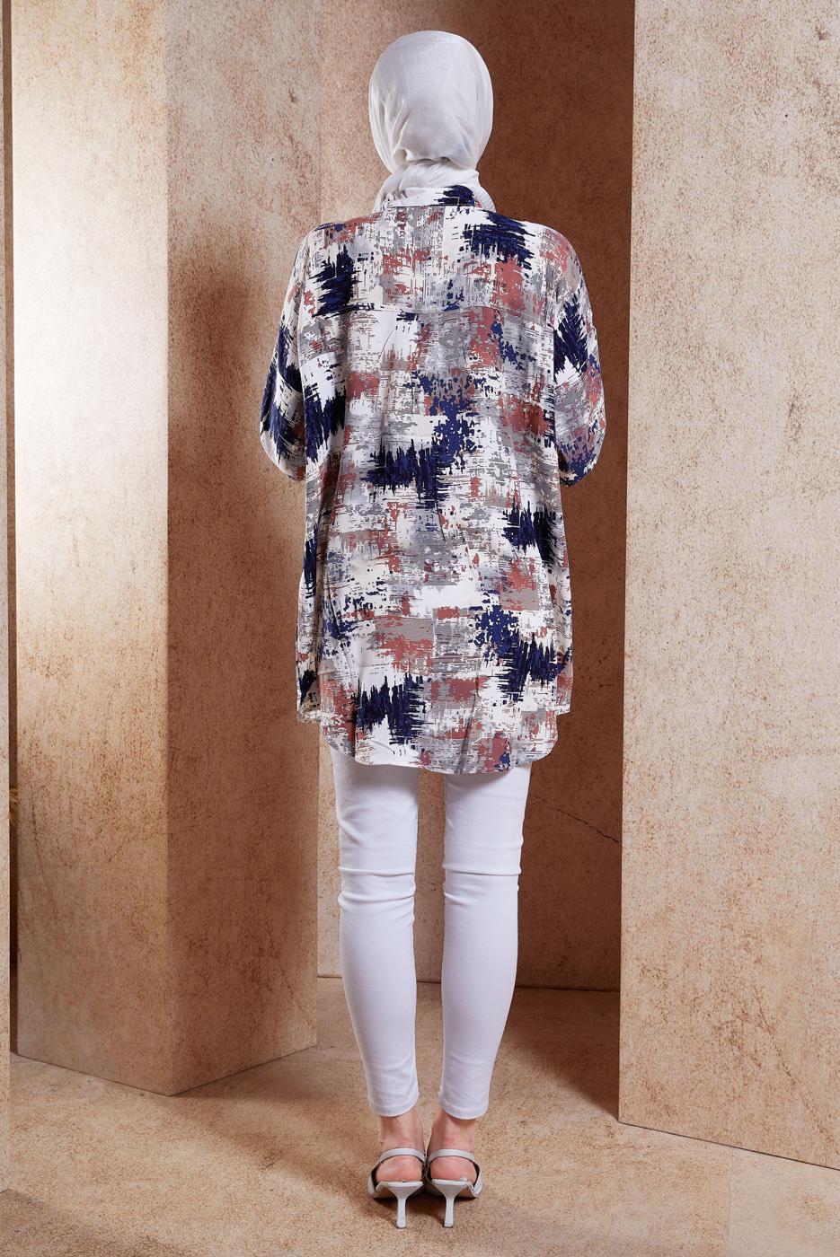 Tesettür giyim KAHVE PAMUKLU TESETTÜR TUNİK T 4741