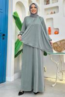 Tesettür giyim GRİ FERMUARLI NAMAZ ELBİSESİ T 0106
