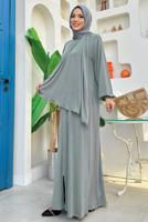Tesettür giyim GRİ FERMUARLI NAMAZ ELBİSESİ T 0106