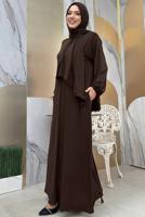 Tesettür giyim KAHVE FERMUARLI NAMAZ ELBİSESİ T 0106