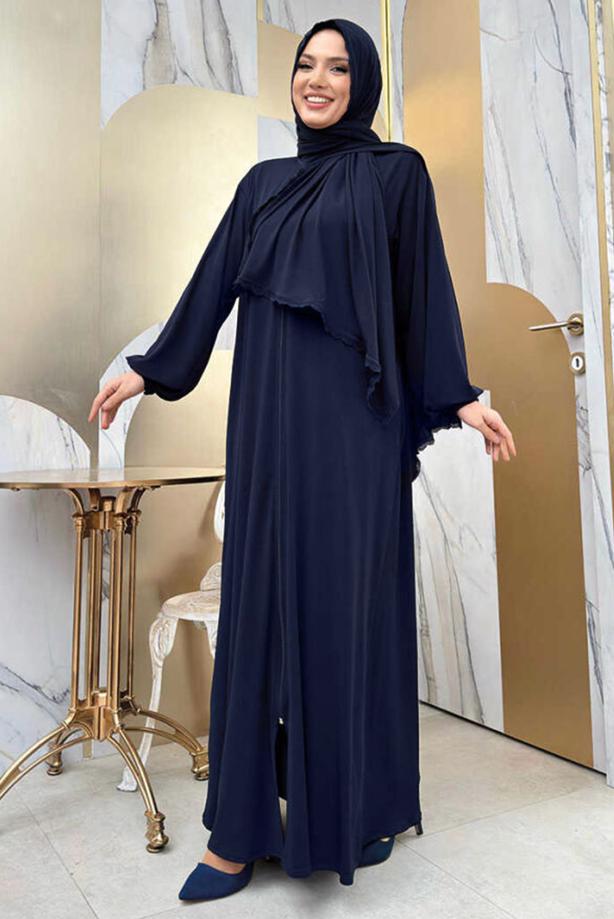 Tesettür giyim LACİVERT FERMUARLI NAMAZ ELBİSESİ T 0106 - TRENDTESETTÜR