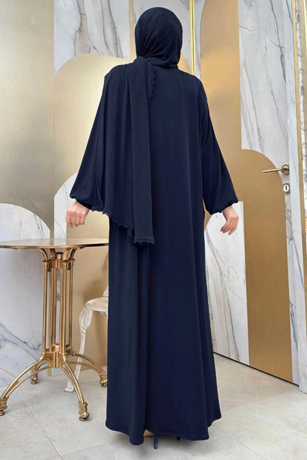 Tesettür giyim LACİVERT FERMUARLI NAMAZ ELBİSESİ T 0106 - TRENDTESETTÜR