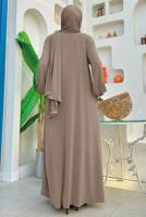 Tesettür giyim VİZON FERMUARLI NAMAZ ELBİSESİ T 0106