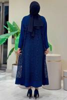 Tesettür giyim LACİVERT DANTELLİ ABAYA T 0387