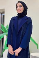 Tesettür giyim LACİVERT DANTELLİ ABAYA T 0387