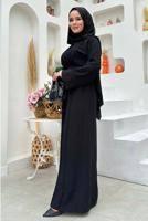Tesettür giyim SİYAH KUŞAKLI FERACE T 4987