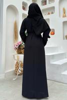 Tesettür giyim SİYAH KUŞAKLI FERACE T 4987