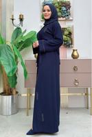 Tesettür giyim LACİVERT KUŞAKLI FERACE T 4987