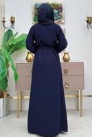 Tesettür giyim LACİVERT KUŞAKLI FERACE T 4987