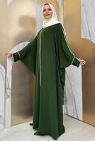 Tesettür giyim HAKİ YARASA KOL FERACE T 6002