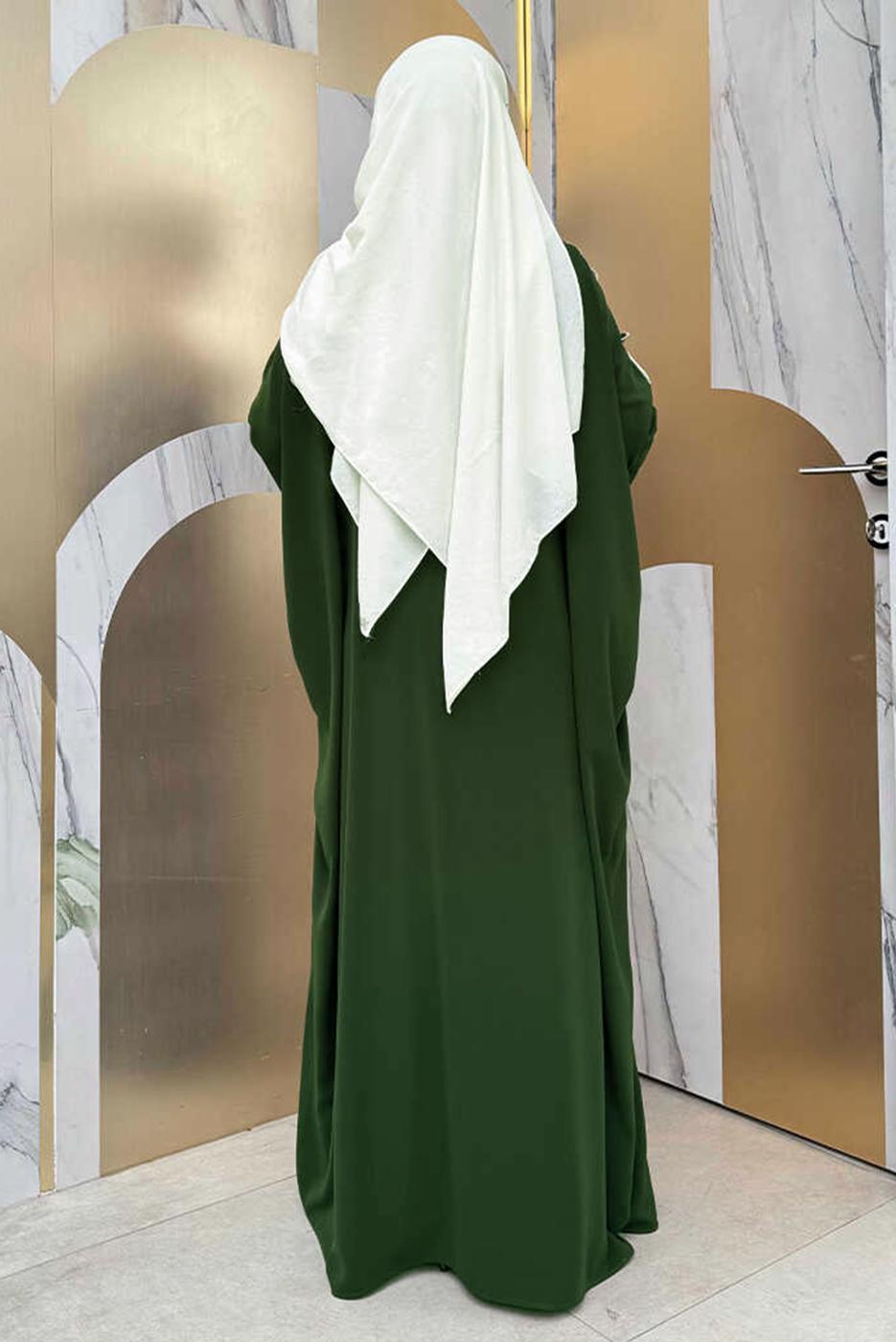 Tesettür giyim HAKİ YARASA KOL FERACE T 6002