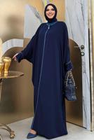 Tesettür giyim LACİVERT YARASA KOL FERACE T 6002