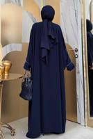 Tesettür giyim LACİVERT YARASA KOL FERACE T 6002