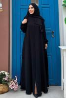 Tesettür giyim SİYAH FERMUARLI FERACE T 7006