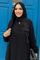 Tesettür giyim SİYAH FERMUARLI FERACE T 7006