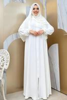 Vêtements hijab ÉCRU ABAYA ZIPPÉE T 7006