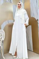 Vêtements hijab ÉCRU ABAYA ZIPPÉE T 7006