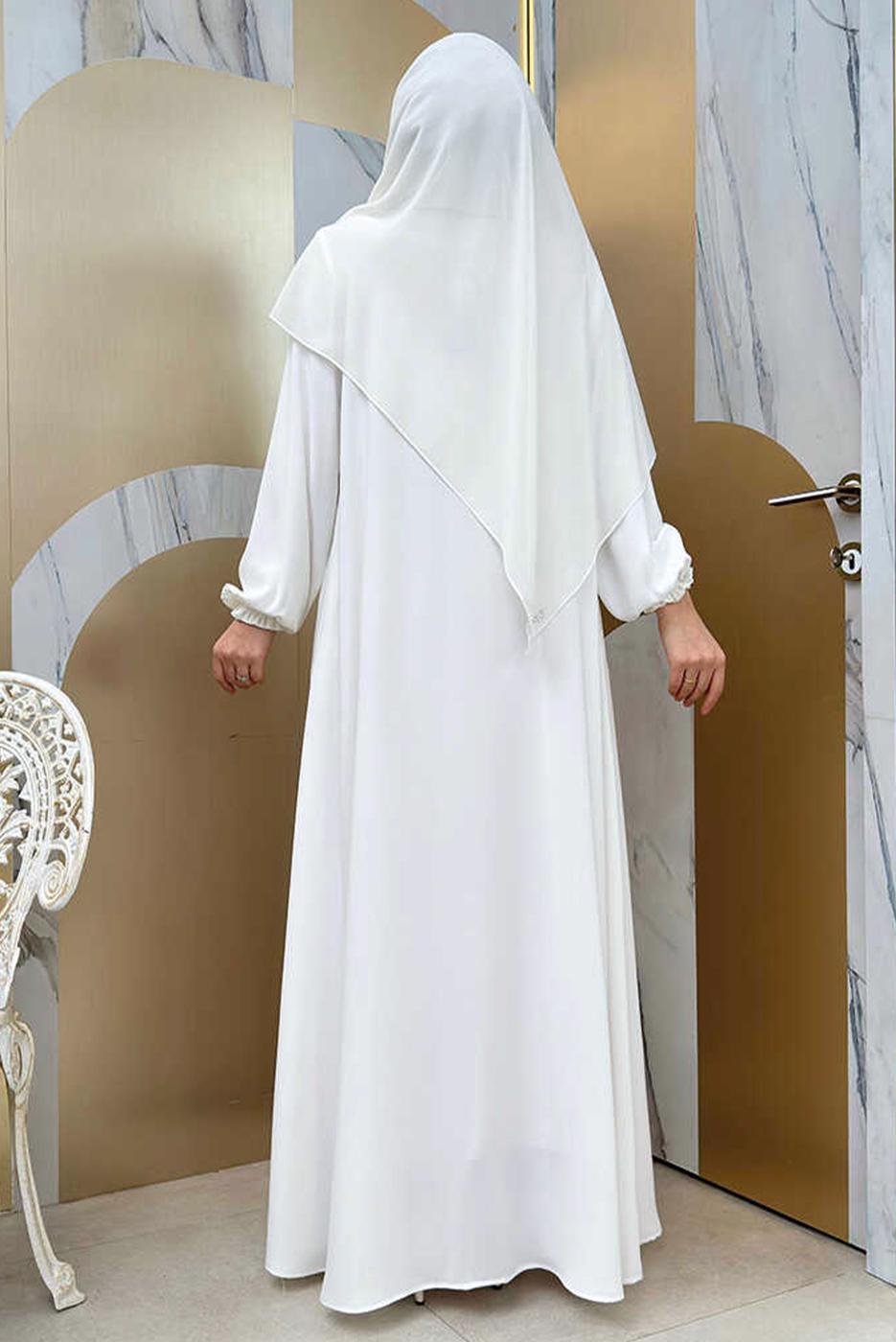 Vêtements hijab ÉCRU ABAYA ZIPPÉE T 7006