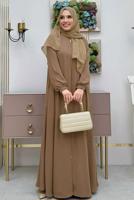 Vêtements hijab BRUN ABAYA ZIPPÉE T 7006