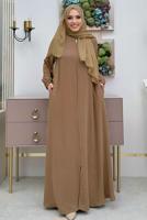 Vêtements hijab BRUN ABAYA ZIPPÉE T 7006