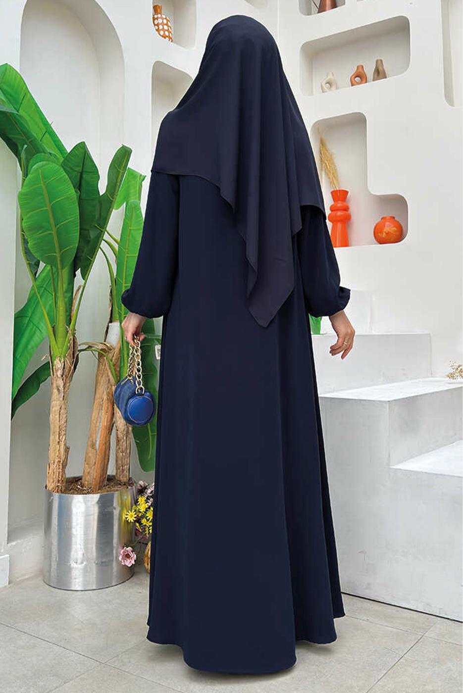 Vêtements hijab BLEU MARINE ABAYA ZIPPÉE T 7006