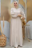 Vêtements hijab BEIGE ABAYA ZIPPÉE T 7006