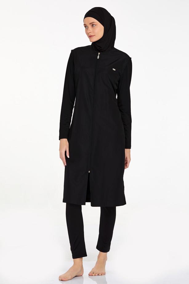 Vêtements hijab NOIR MAILLOT DE BAIN HIJAB ZIPPÉ T 1250 - TRENDTESETTÜR